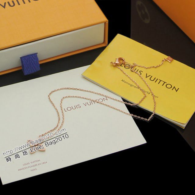 Louis Vuitton新款飾品 路易威登玫瑰金滿鑽手鏈 LV四葉草花亞金材質鎖骨手鏈  zglv1997